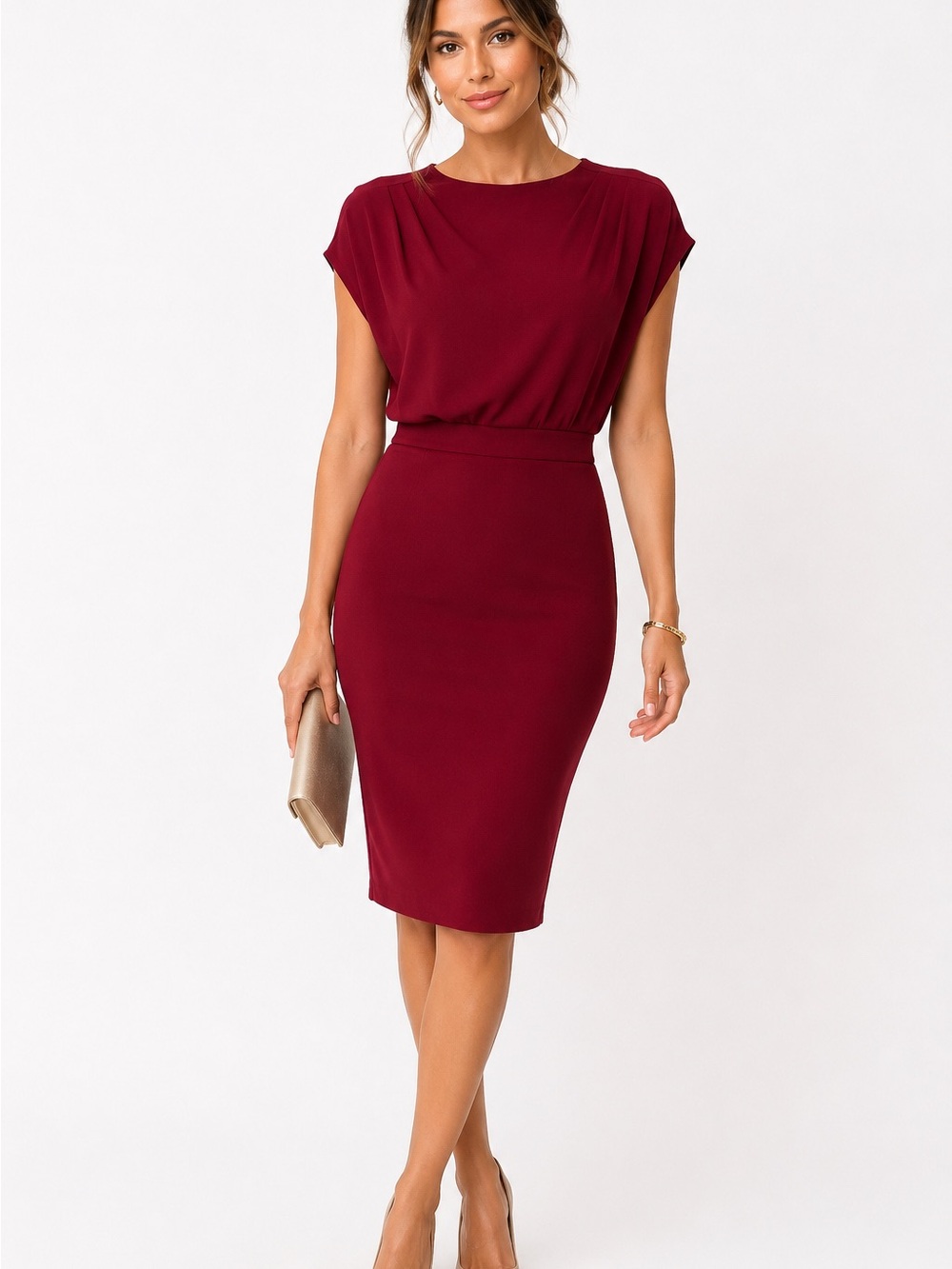 Express Burgundy Sheath Dress with Zip Back